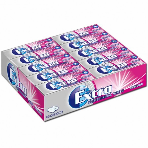 WRIGLEYS EXTRA PROFESSIONELL WHITE BUBBLEMINT 10ER | 30 PACK 